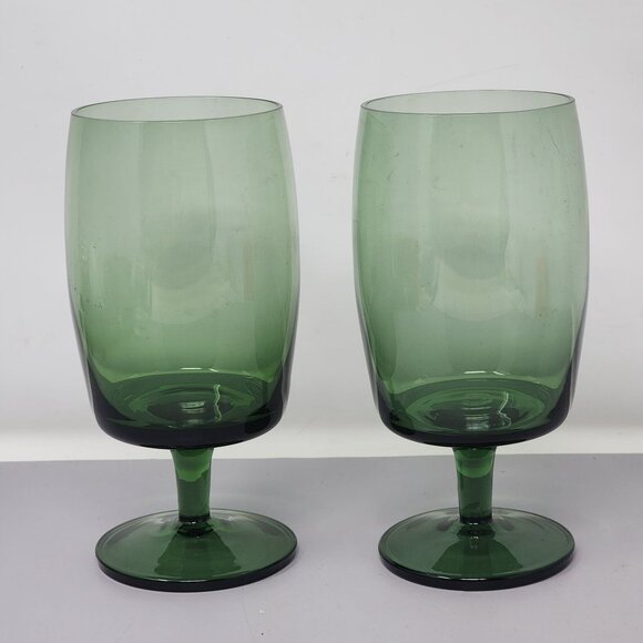 Vintage Emerald Green Gorham Crystal Goblets Set Of 2 - Picture 1 of 8